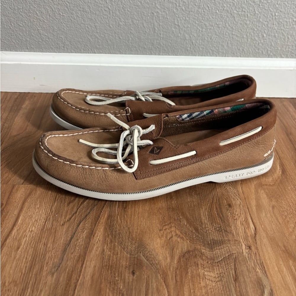 Sperry Brown Loafers with White Accents